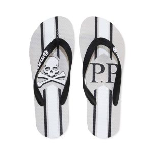 Philipp Plein Grey Flip Flops